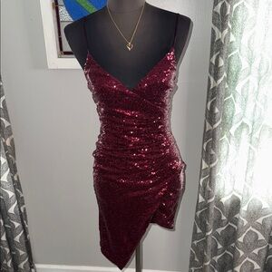 B Smart Sparkly Red Asymmetrical Mini